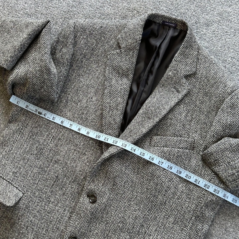 Stafford Sport Coat Mens 48R Gray Harris Tweed Wool Herringbone Blazer Jacket - Picture 9 of 16